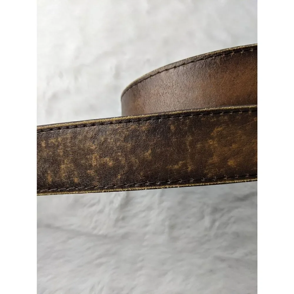 Vintage O.C Tanner Solid Brass Leather Italian Belt Salt Lake City Utah Sz S Sma